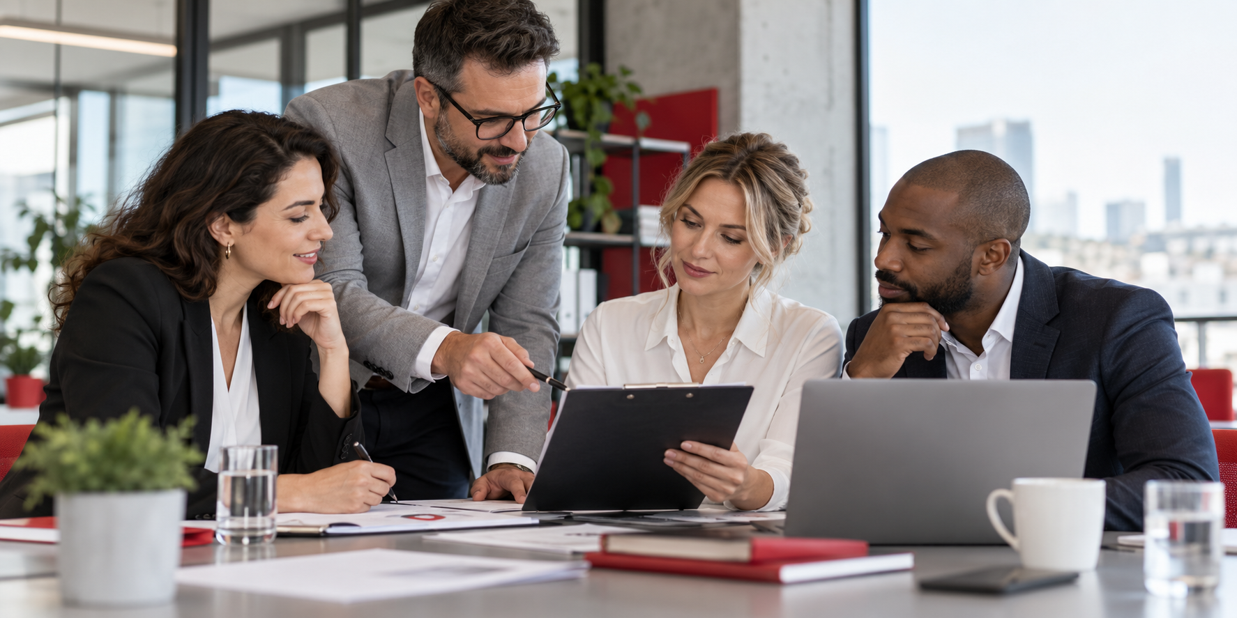 Certification professionals reviewing an audit together